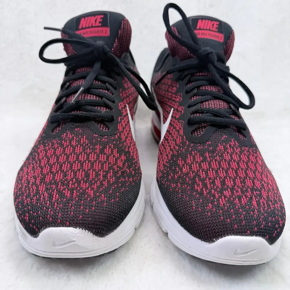 Nike Air Max Sequent 2 Mens Running Sneakers Black White Red Size 10